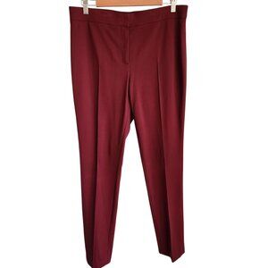 Akris Punto Pants Women's 12 US Red Flat Front Creased Office Career Pleated
